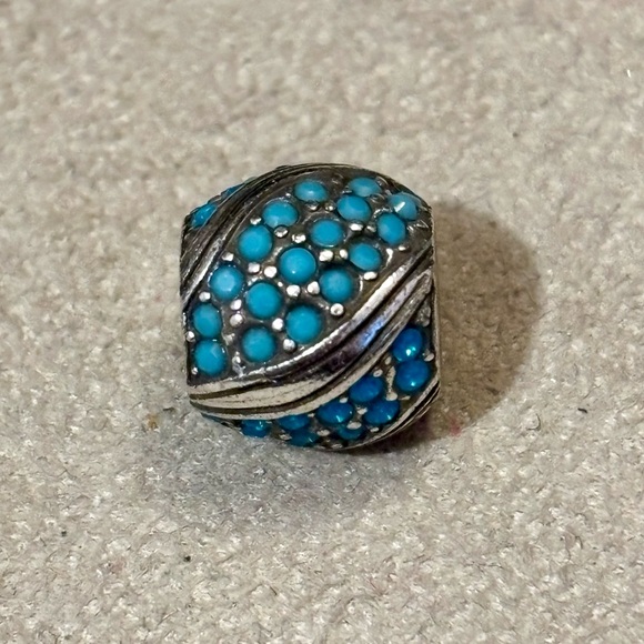 Brighton Americana turquoise bead Swirls of crystals & silver Retired - Picture 2 of 7